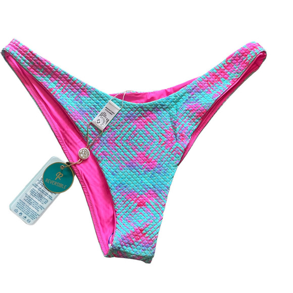 luli fame Women's Multicolor Shock Waves High Leg Brazilian Bottom Size L NWT - Picture 4 of 12